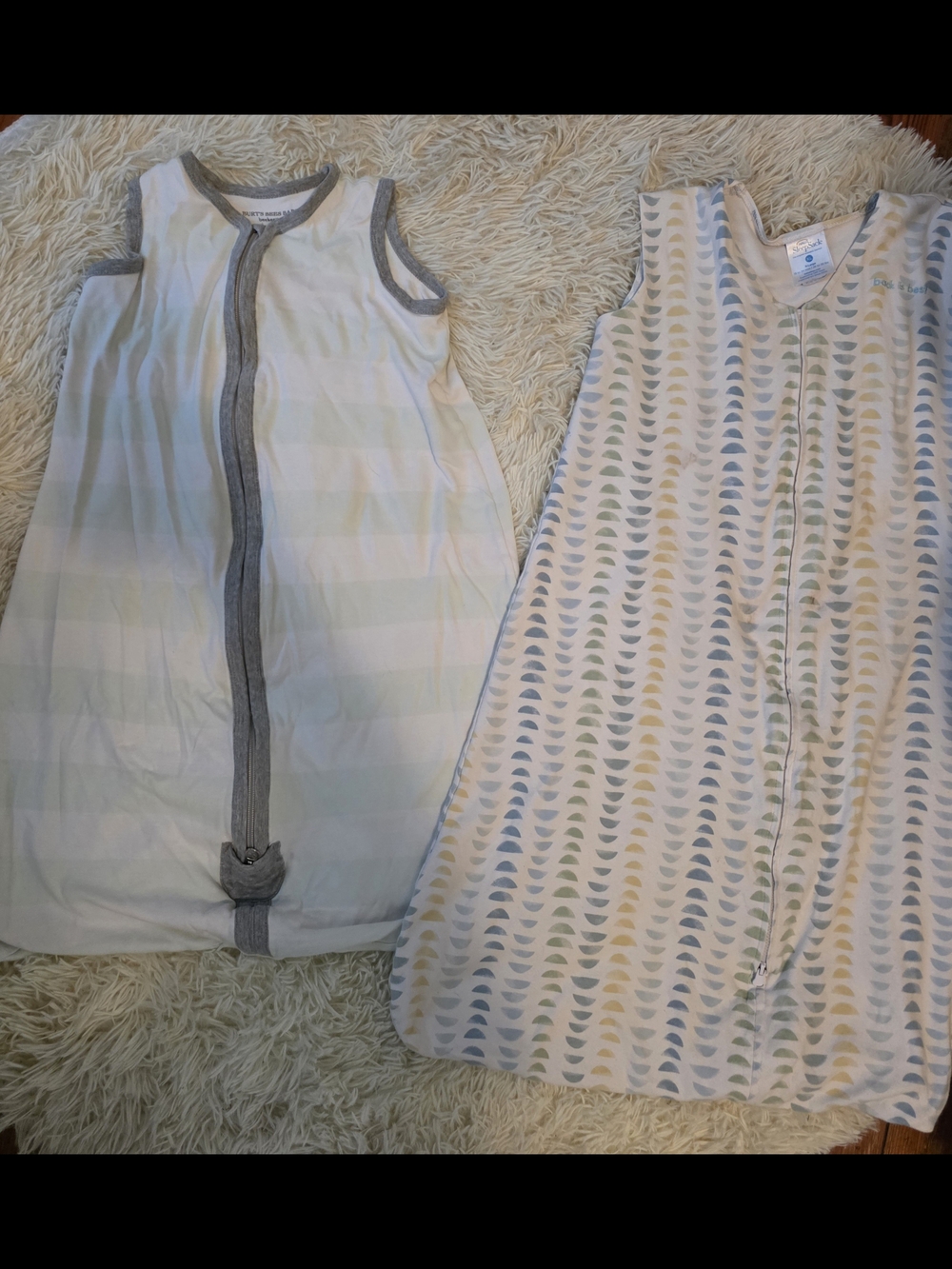 Burt's Bees Baby Blue, Gray & Cream Sleeveless Sleep Sacks - Set of 2